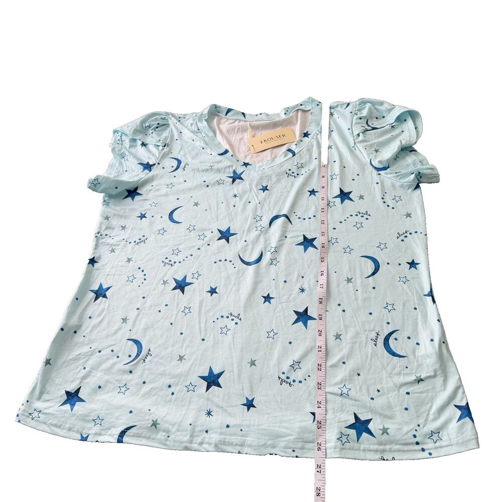 Ekouaer Bundle Of 2 Pajamas Sets Blue Stars/Moon & Coffee Cups Women’s Sz XL NWT - Picture 6 of 10